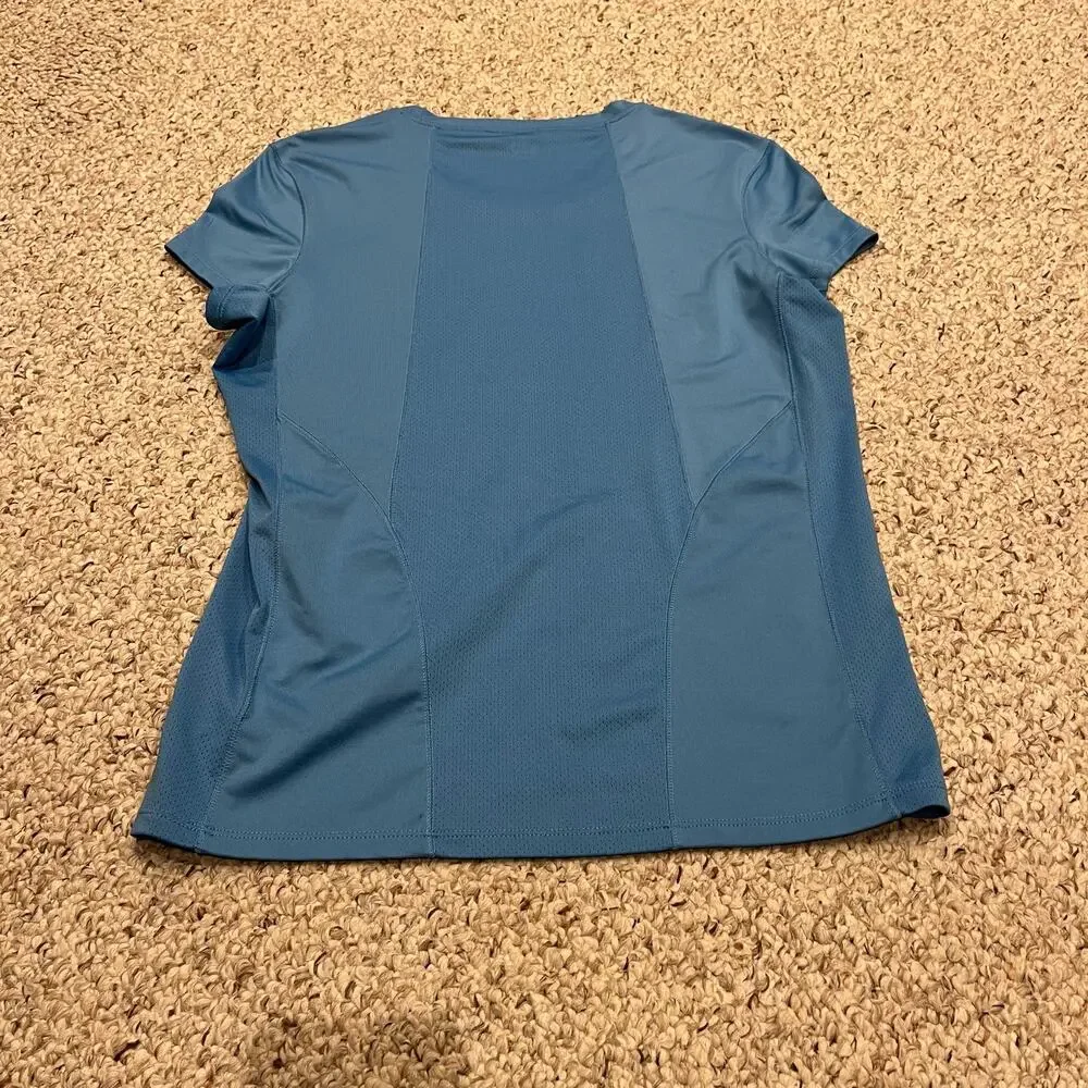 Alo Yoga Coolfit Short Sleeve Tee M Blue Side Mesh Athleisure Gym Workout Casual